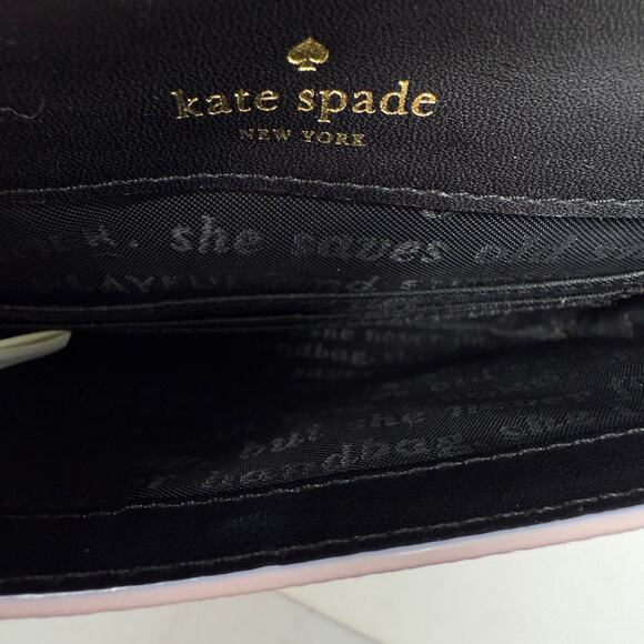 Kate Spade New York Light Blush Pink Owl Print Crossbody Envelope Snap Bag Purse - Picture 9 of 16